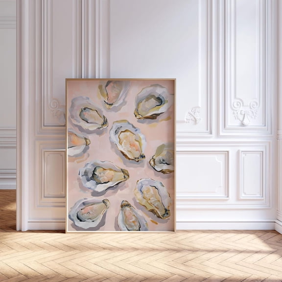 Oyster Shell, Coastal Wall Art, Beachy Room Decor, Coastal Beach House Kitchen Art Poster, Summer Beach House Poster, Home Decor, 24x36 UNFRAMED