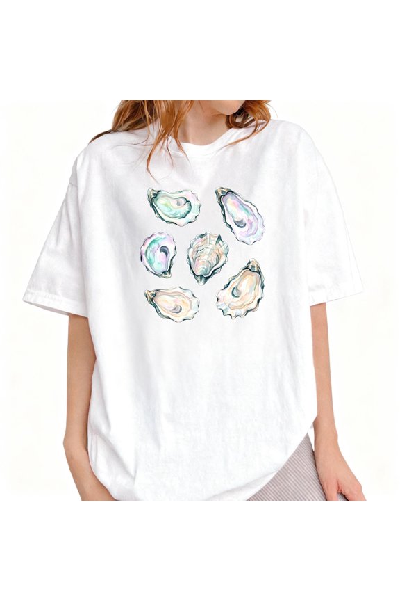 Oyster Shell Shirt, Coastal Sea Shell Tee, Beach Ocean Shirt, Aesthetic Shell Graphic Tee, Coastal Grandma Shirt, Trendy Summer Gift For Her, Unisex T-Shirt
