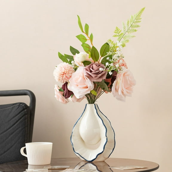 Oyster Shell Vase – Nautical Table Decor, Decorative Flower Vase | Portable Elegant Oyster Shell Vase for Living Room, Coastal Beach Home, Sea-Inspired Home Decor, Coastal Chic Accent Piece