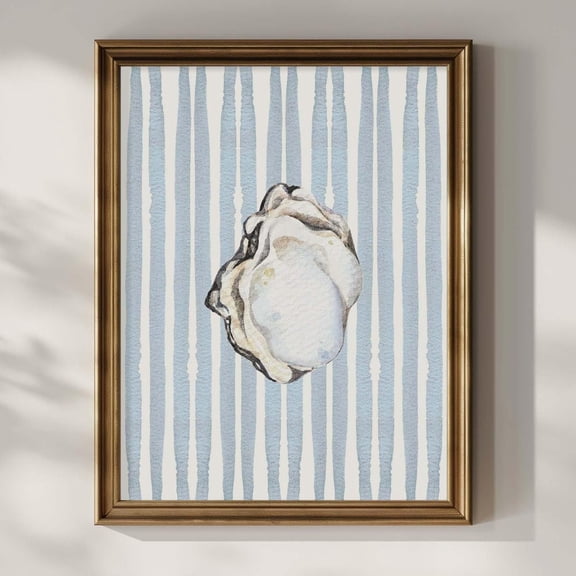 Oyster Shell Watercolor Style Print: Coastal Beach House Art UNFRAMED PAPER POSTER, Home Decor, Vintage Gift, Living Room Dercor