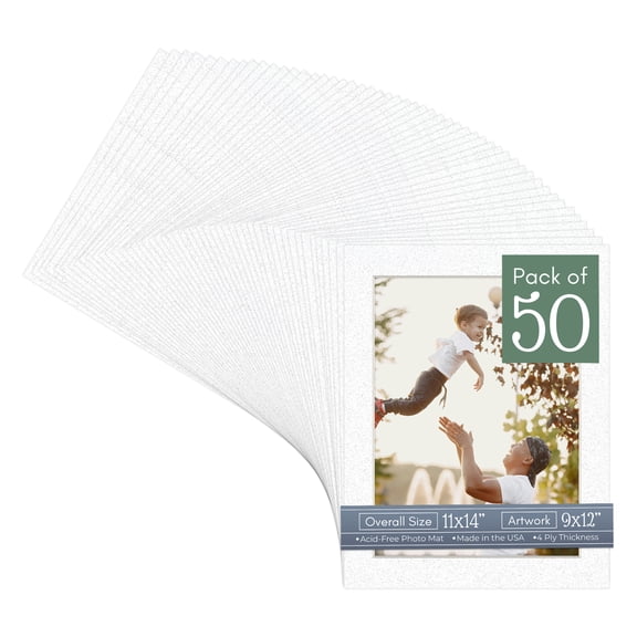 Oyster Shell White Picture Frame Mat for 11x14 Frames - Fits 9x12 Photos - 50 Mats