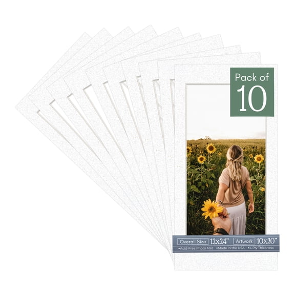 Oyster Shell White Picture Frame Mat for 12x24 Frames - Fits 10x20 Photos - 10 Mats