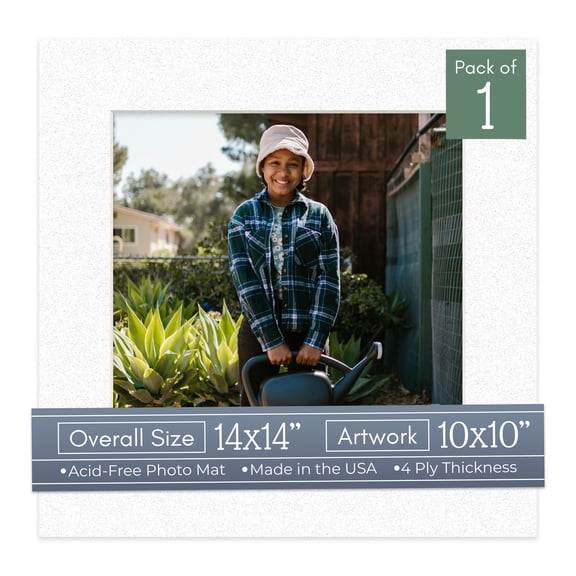 Oyster Shell White Picture Frame Mat for 14x14 Frames - Fits 10x10 Photos - 1 Mat