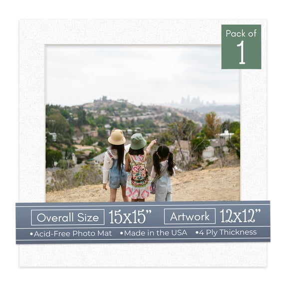Oyster Shell White Picture Frame Mat for 15x15 Frames - Fits 12x12 Photos - 1 Mat