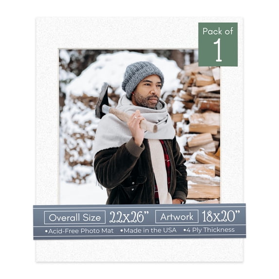 Oyster Shell White Picture Frame Mat for 22x26 Frames - Fits 18x20 Photos - 1 Mat