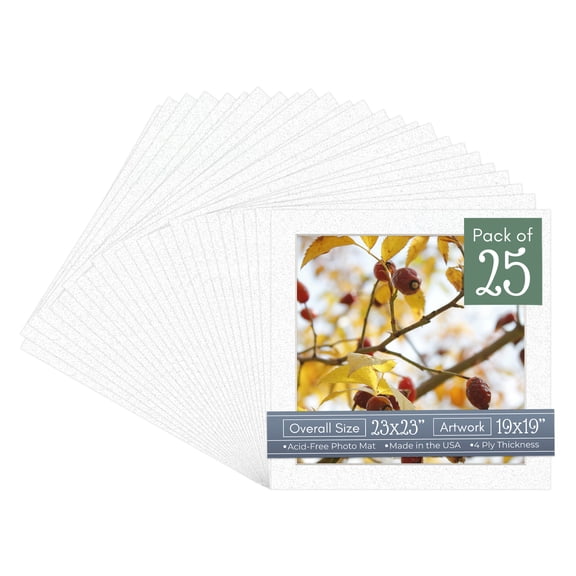 Oyster Shell White Picture Frame Mat for 23x23 Frames - Fits 19x19 Photos - 25 Mats
