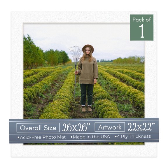 Oyster Shell White Picture Frame Mat for 26x26 Frames - Fits 22x22 Photos - 1 Mat
