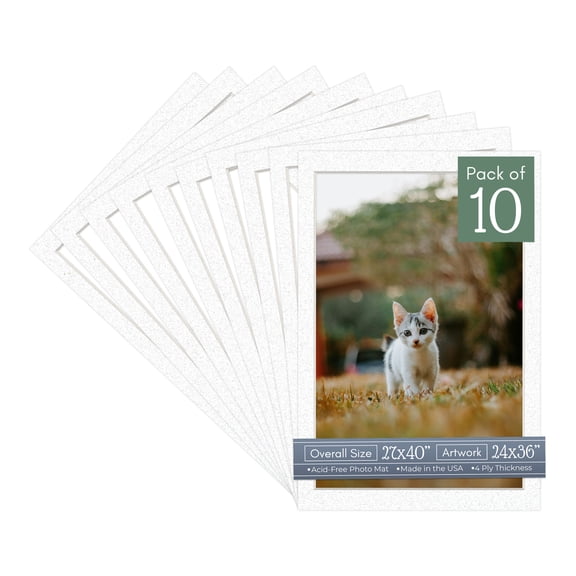 Oyster Shell White Picture Frame Mat for 27x40 Frames - Fits 24x36 Photos - 10 Mats
