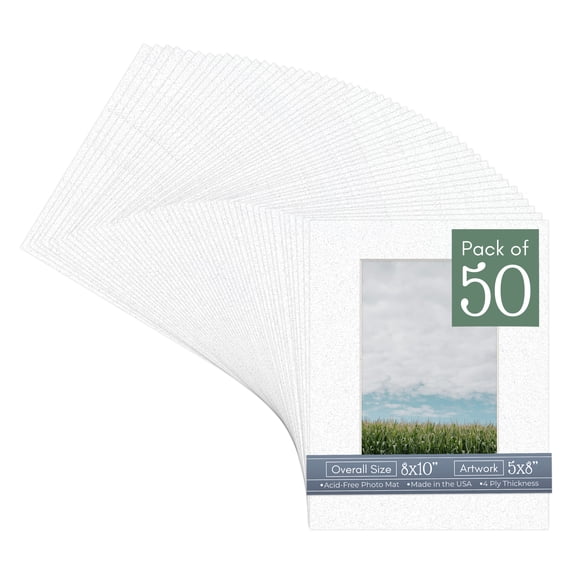 Oyster Shell White Picture Frame Mat for 8x10 Frames - Fits 5x8 Photos - 50 Mats