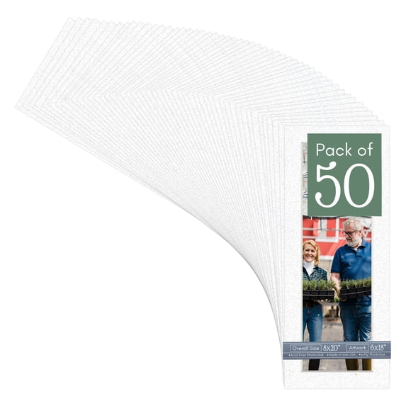 Oyster Shell White Picture Frame Mat for 8x20 Frames - Fits 6x18 Photos - 50 Mats