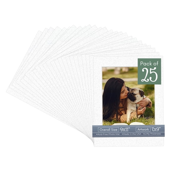 Oyster Shell White Picture Frame Mat for 9x11 Frames - Fits 7x9 Photos - 25 Mats