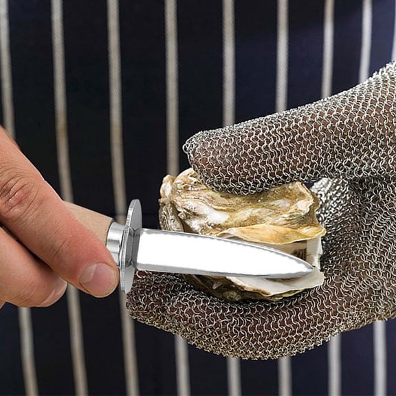 Oyster Shucking Tool Set | Heavy-Duty Stainless Steel Knife & Wooden Base | Ergonomic Non-Slip Grip, Precision Blade, Safe Seafood Shell Opener | 20.8x11cm