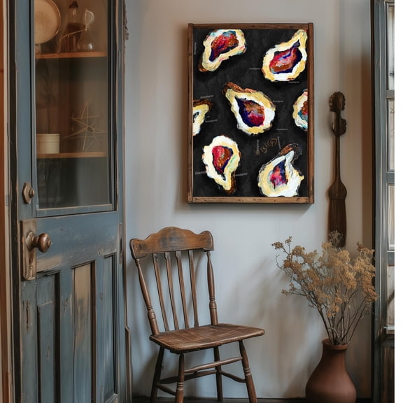 Oyster Wall Art Print Nautical Kitchen Decor Seafood Lover Gift Colorful Shell Art For Beach House Wall Decor Coastal Artwork