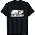 thumbnail image 1 of Oyster Whisperer USA America Flag Vintage Oyster Shucking T-Shirt, 1 of 4