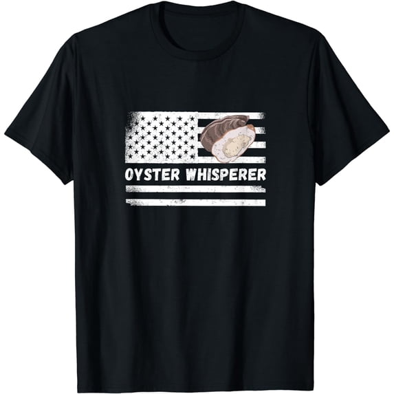 Oyster Whisperer USA America Flag Vintage Oyster Shucking T-Shirt