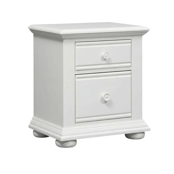 Oyster White Nightstand with 2 Drawers and Cottage Style