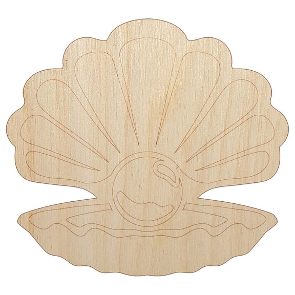 Oyster with Pearl Sea Shell Wood Shape Unfinished Piece Cutout Craft DIY Projects - 4.70 Inch Size - 1/4 Inch Thick