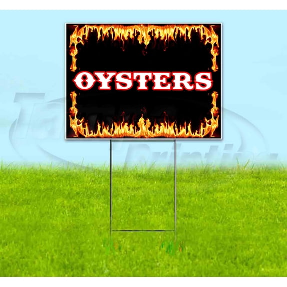 Oysters (18" x 24") Yard Sign, Includes Metal Step Stake