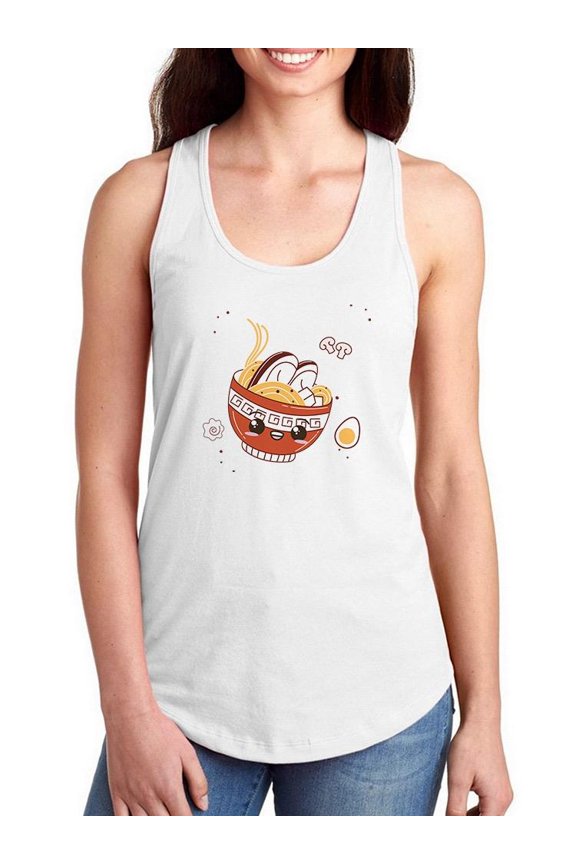 Oysters Ramen Bowl Grinning Racerback Tank Women -Smartprints Designs, Female x-Large