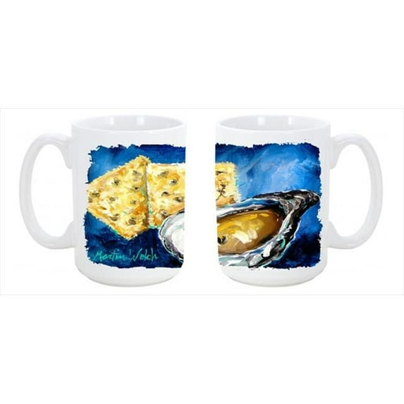 Oysters Two Crackers Dishwasher Safe Microwavable Ceramic Coffee Mug 15 oz.