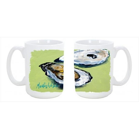 Oysters Two Shells Dishwasher Safe Microwavable Ceramic Coffee Mug 15 oz.