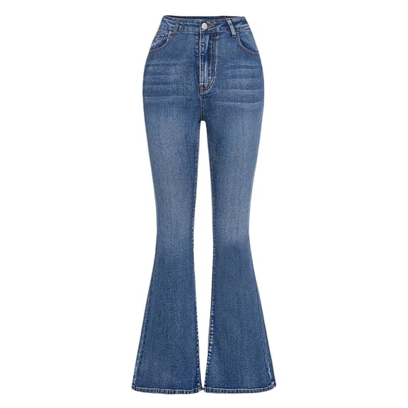 OYYN Girls High Waisted Medium Wash Flare Jeans, Kids Retro Bell Bottom Stretch Denim Pants for Back to School