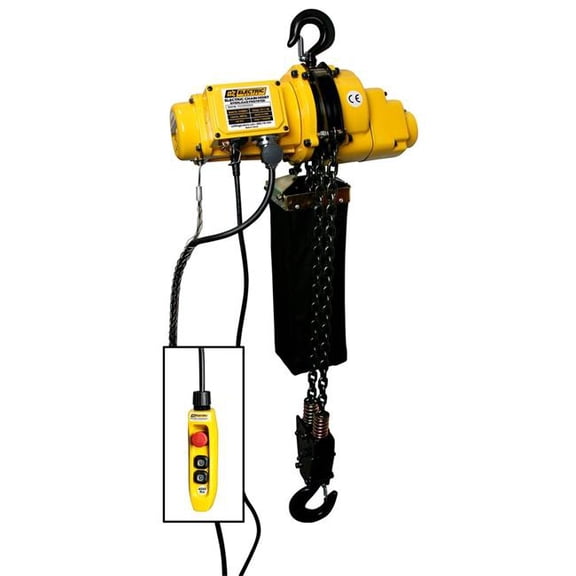 Oz Lifting Products B2355492 2 Ton - Electric Chain Hoist - 10 ft. Lift - 6.5 FPM - 115V - Yellow