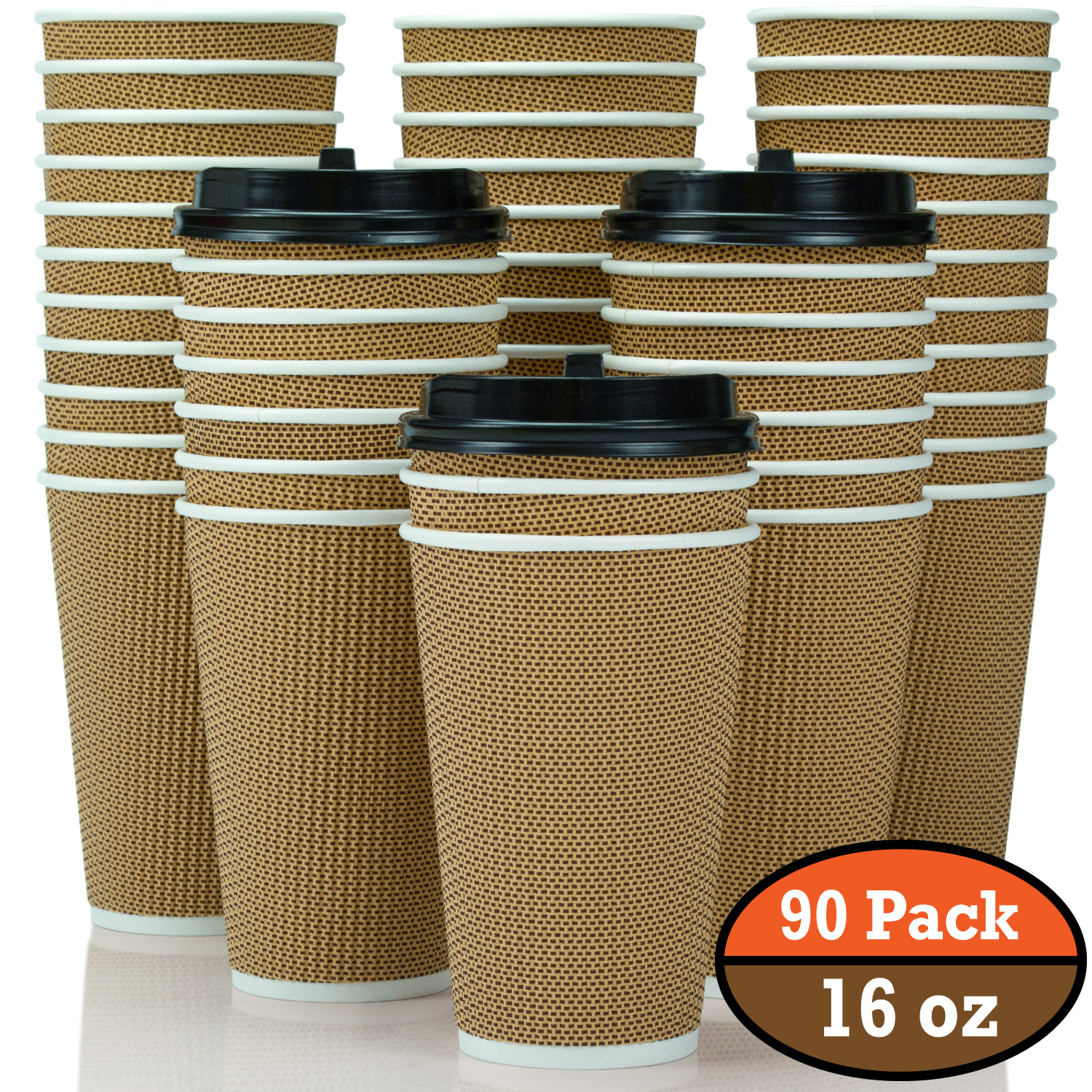OzBSP 100 Pack 12 oz Disposable Coffee Cups with Lids 12oz Paper
