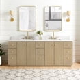 thumbnail image 1 of Oza 84" Bath Vanity in Aged Natural Oak with Fish Maw White Quartz Stone& Mirror, 1 of 16