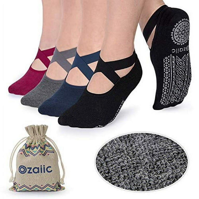 TARPPUHI 6 Pairs Women Long Pilates Socks with Grip Yoga Non Slip Socks  with Stripe Grippy Hospital Socks for Yoga,Pilates,Barre,Sports(Black*2,White*2,Grey*2),  Mix, 4-6 : : Clothing, Shoes & Accessories