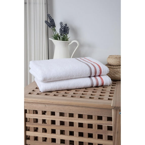 Ozan Premium Home 100% Genuine Turkish Cotton Bedazzle Bath Towel(Set of 2) Terracota