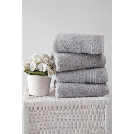 Ozan Premium Home 100% Genuine Turkish Cotton Cascade Hand Towel(Set of 4) Light Grey