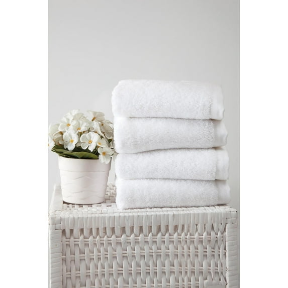 Ozan Premium Home 100% Genuine Turkish Cotton Horizon Hand Towel (Set of 4) White