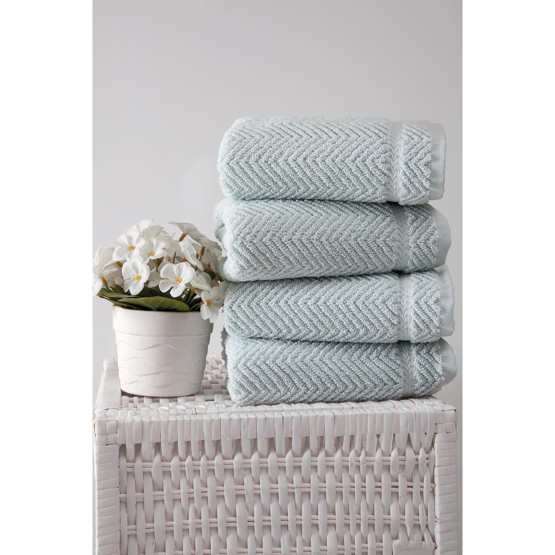 Ozan Premium Home  100% Turkish Cotton Maui Collection Luxury Hand Towels (Set of 4) Light Aqua