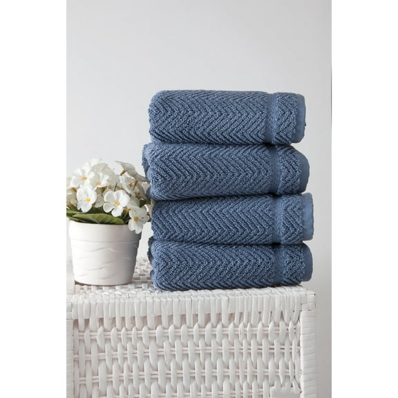 Ozan Premium Home 100% Turkish Cotton Maui Collection Luxury Hand Towels (Set of 4) Midnight Blue