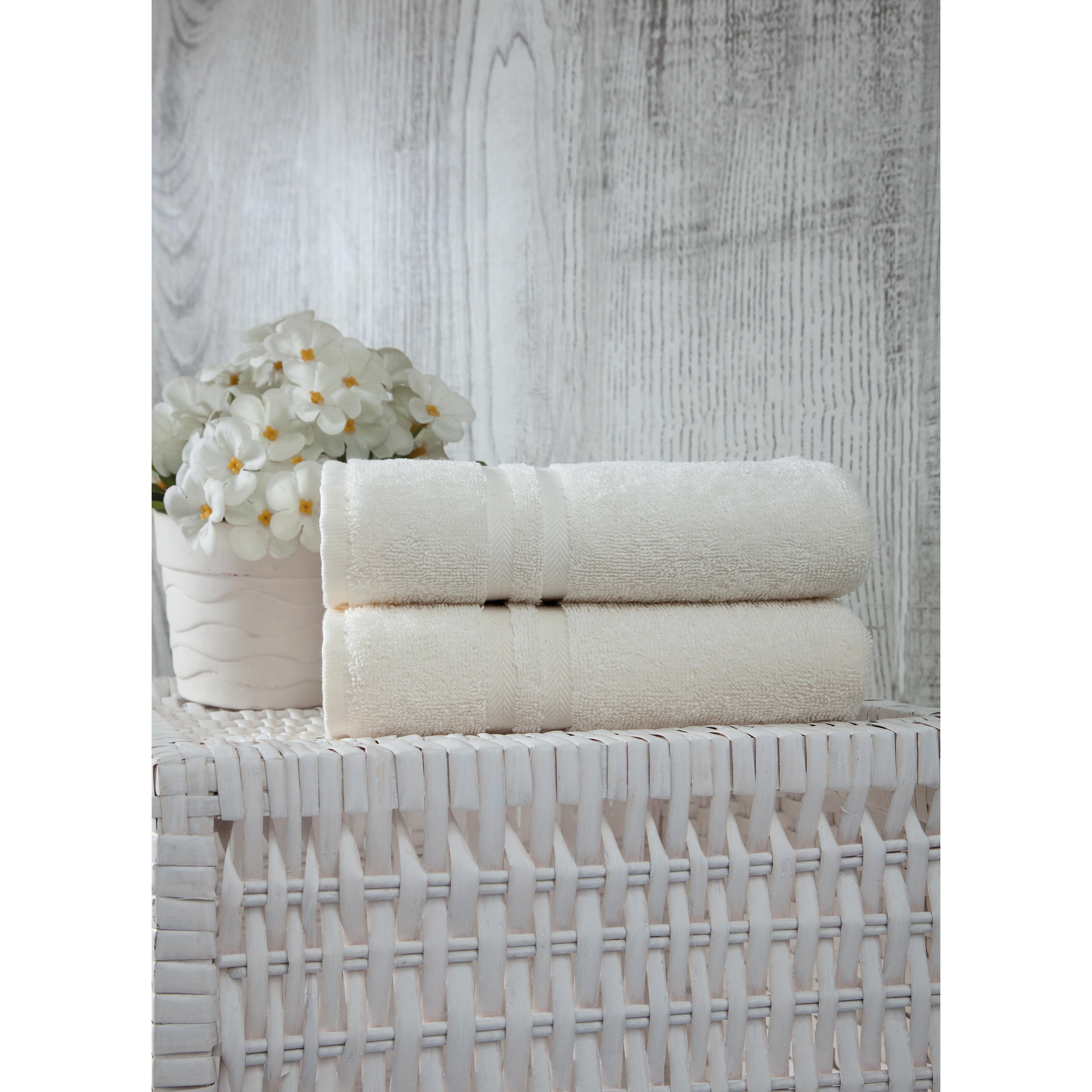 Ozan Premium Home  100% Turkish Cotton Sienna Luxury Collection Hand Towels (Set of 2) Cream