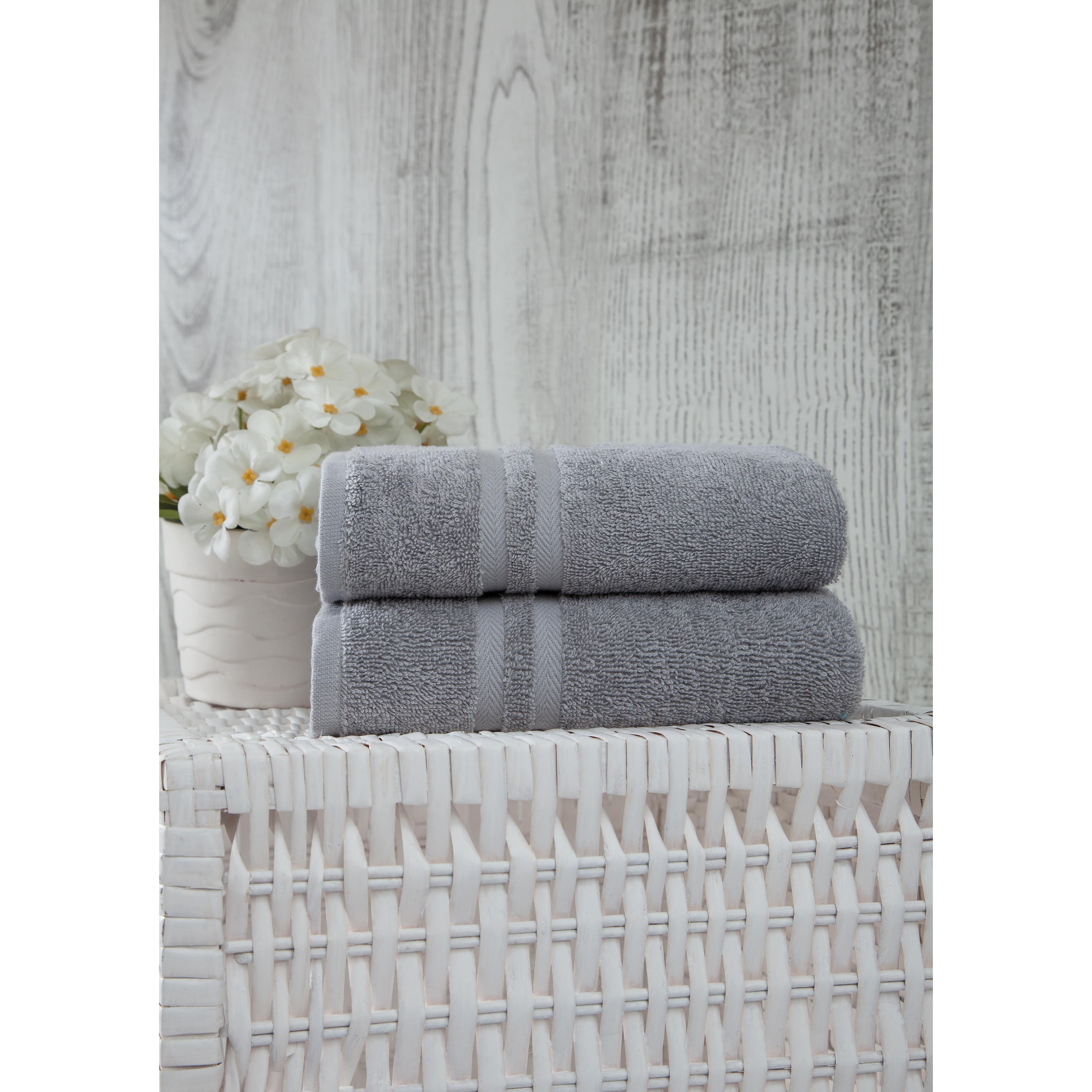 Ozan Premium Home  100% Turkish Cotton Sienna Luxury Collection Hand Towels (Set of 2) Grey
