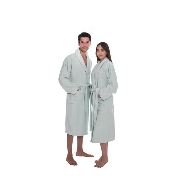 Ozan Premium Home Chevron Luxury Collection 100% Turkish Cotton Unisex Bathrobe Light Aqua LXL