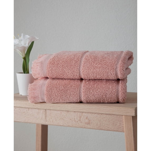 Ozan Premium Home Mirage Collection 100% Turkish Cotton 2-Pc. Hand Towels Pink