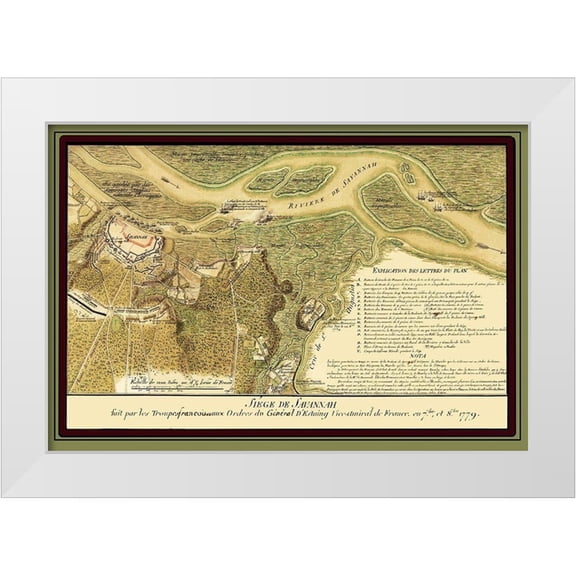 Ozanne 14x11 White Modern Wood Framed Museum Art Print Titled - Savannah Georgia Siege - Ozanne 1779