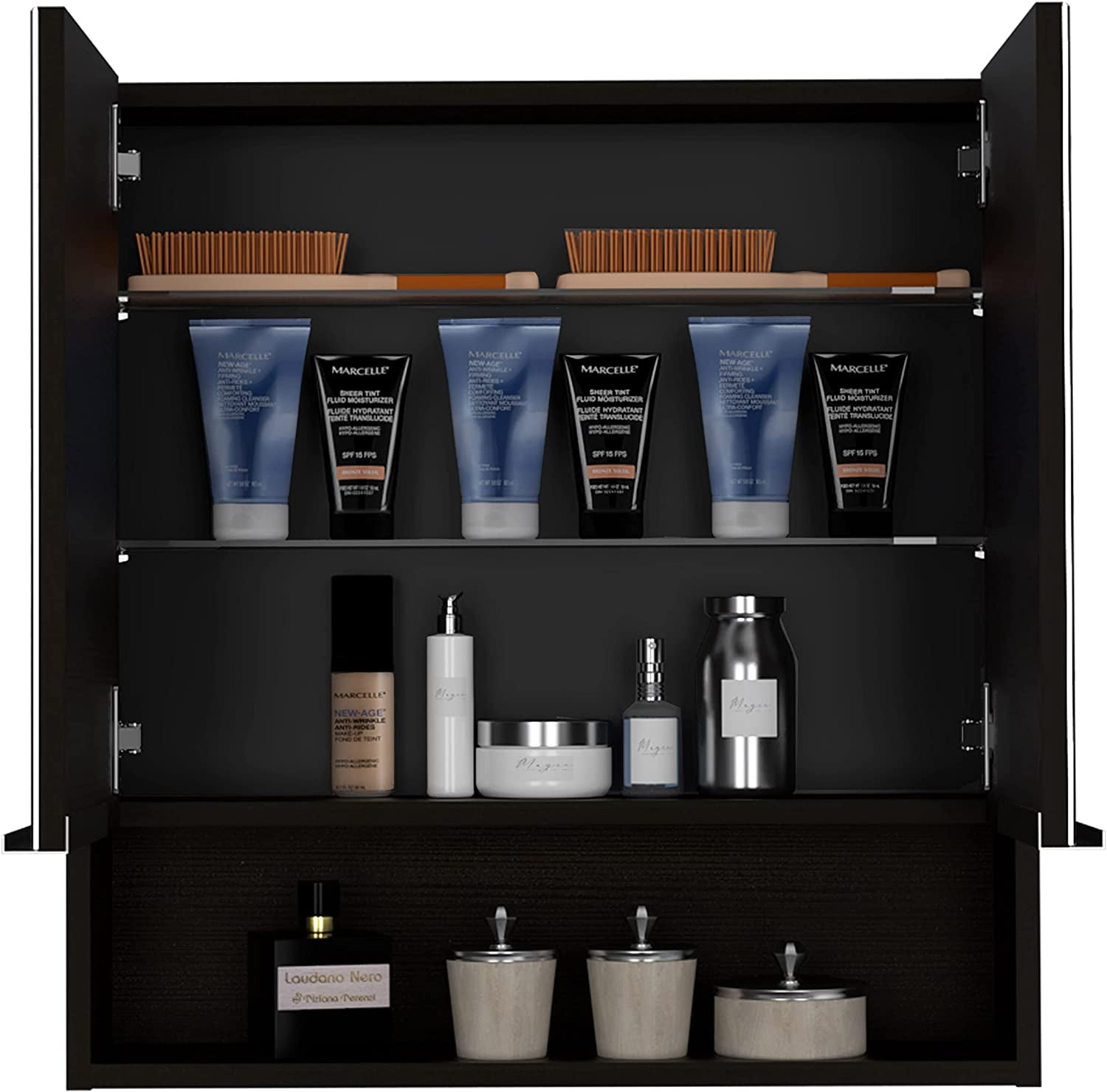 Ozark 24" Mirrored Medicine Cabinet with Shelf & Closed Storage for ...