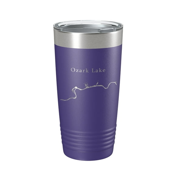 Ozark Lake Map Tumbler Travel Mug Insulated Laser Engraved Coffee Cup Arkansas 20 oz Purple