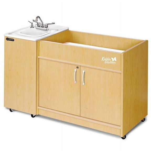 Ozark River Portable Sinks Kiddie Station, Baby Changing Table with Portable Hot Water Hand Washing for Classrooms, Daycare Portable Sink with Storage, 110v Portable Sink with Wheels & Water Tanks