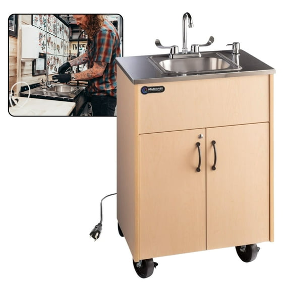Ozark River Manufacturing Premier S1 Maple, Portable Sink with Hot Water, 110V