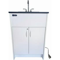 Ozark River Manufacturing Essential Series, Portable Sink Hand Wash Station, 110V, Black Laminate Countertop-White Cabinet-Stainless Basin