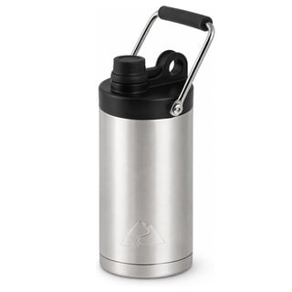Ozark Trail 1/2 Gallon Stainless Steel Vacuum Insulated Water Jug with Handle, 64 oz, Keeps Cold & Hot, Silver
