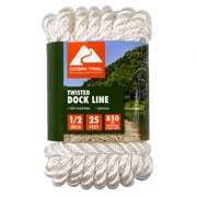 Ozark Trail Twisted Nylon Marine Dock Line, 1/2 in x 25 ft, White, Spliced End, 850 lb Maximum Working Load