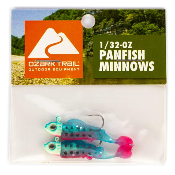 Ozark Trail 1/32 Ounce Blue/Pink Rigged Panfish Minnow Fishing Lure, 2 Pack