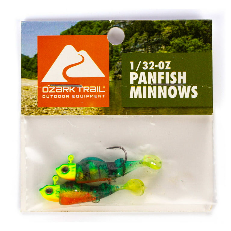 Ozark Trail 1/32 Ounce Firetiger Rigged Panfish Minnow Fishing Lure, 2 Pack  