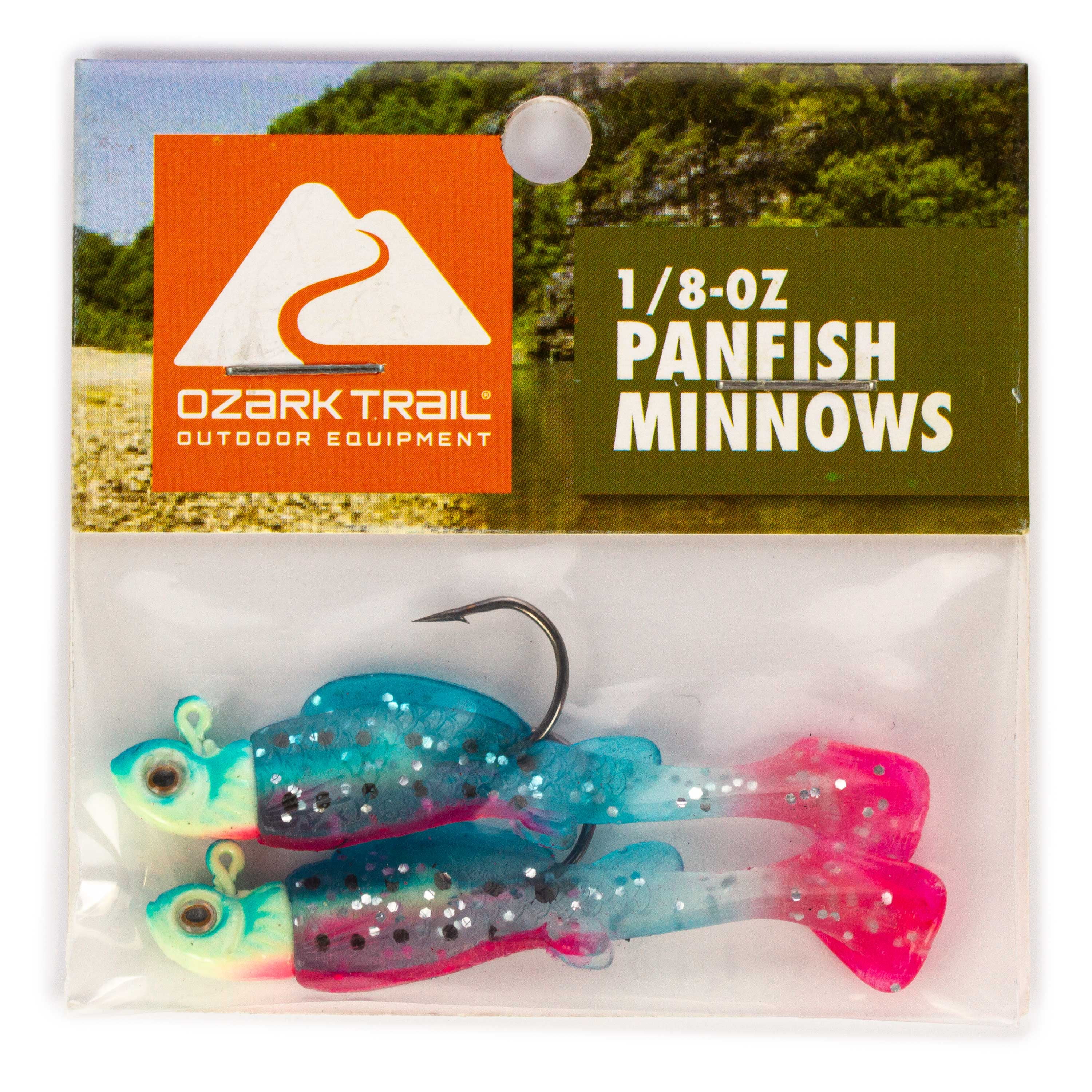 Ozark Trail 1/8 Ounce Firetiger Rigged Panfish Minnow Fishing Lure, 2 Pack  